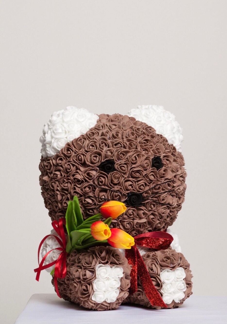 Handmade Sitting Cat With Tulips For Any Gift